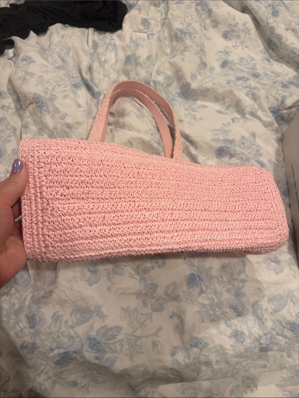Tory Burch Pale Pink Crochet Tote - Picture 2 of 4
